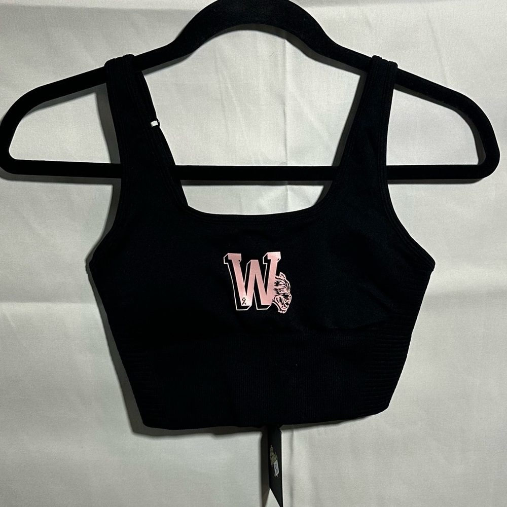 Darc Sport Women’s Black Sports Bra with Pink W Logo
